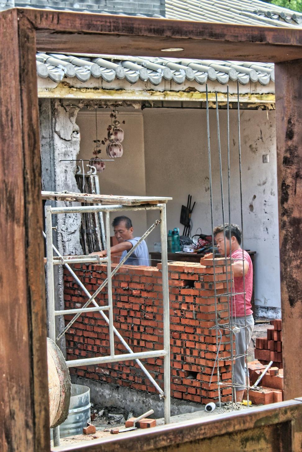 Examining building plans